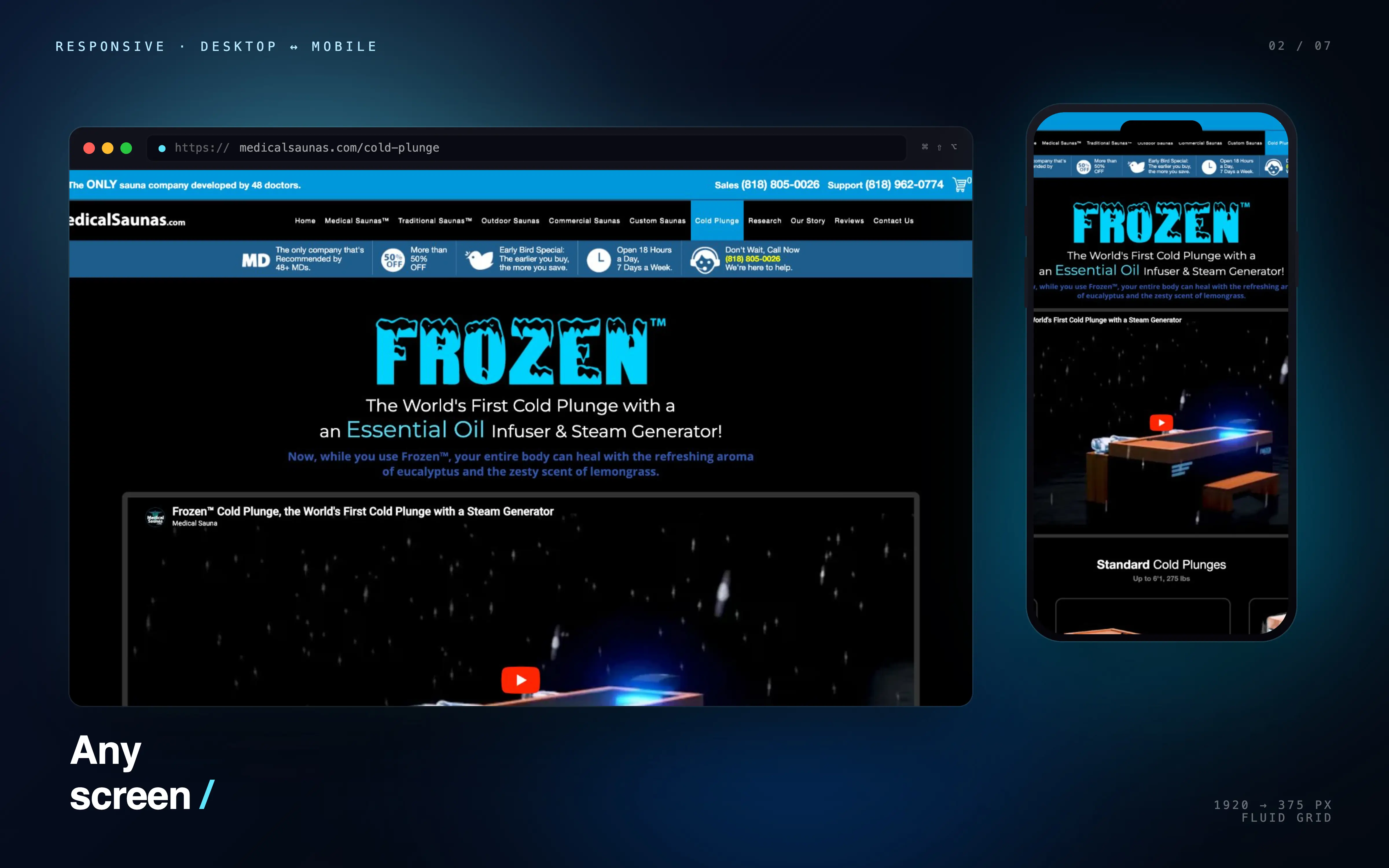 Frozen Cold Plunge Landing Page — Desktop and mobile layout