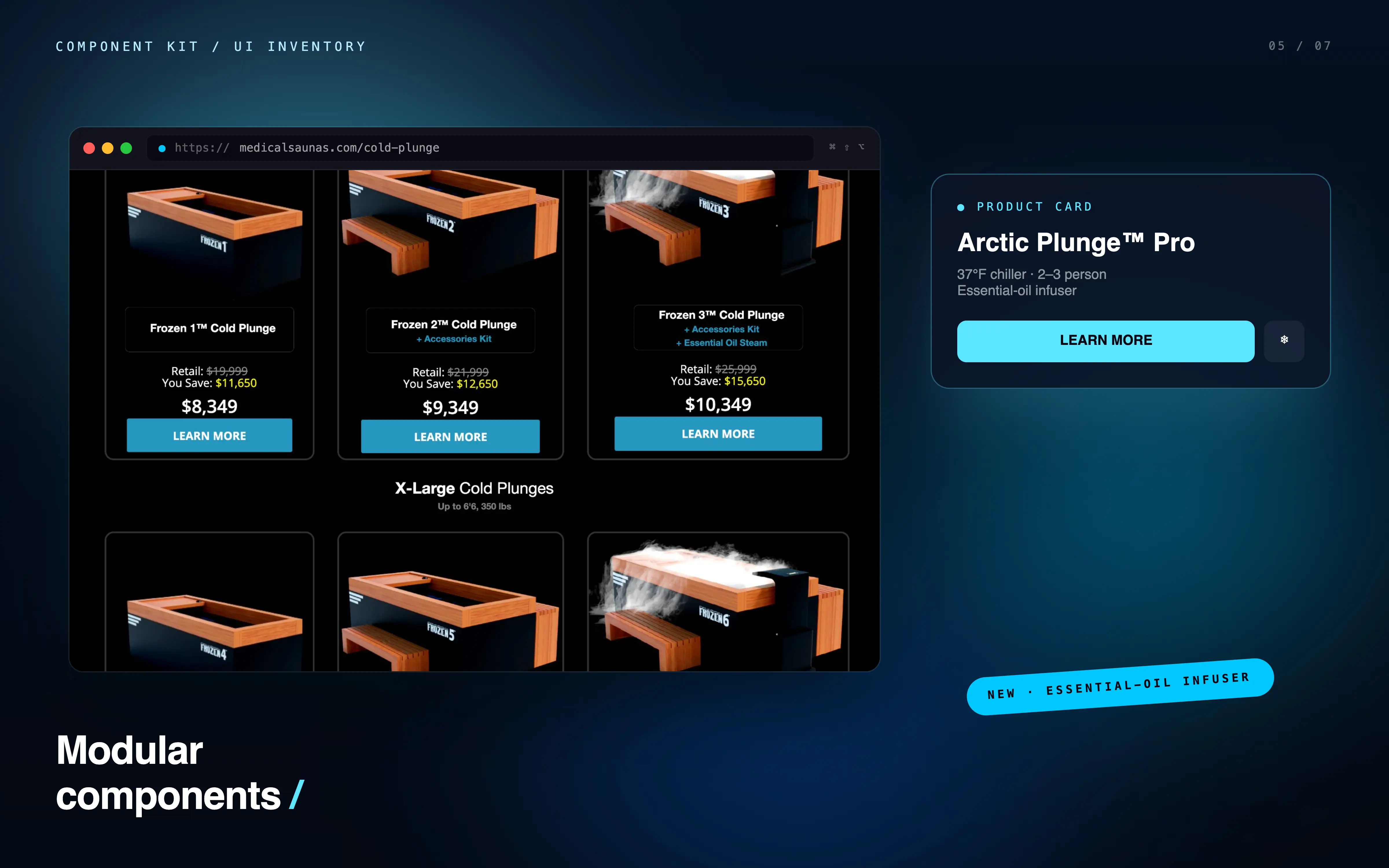 Frozen Cold Plunge Landing Page — Product card system