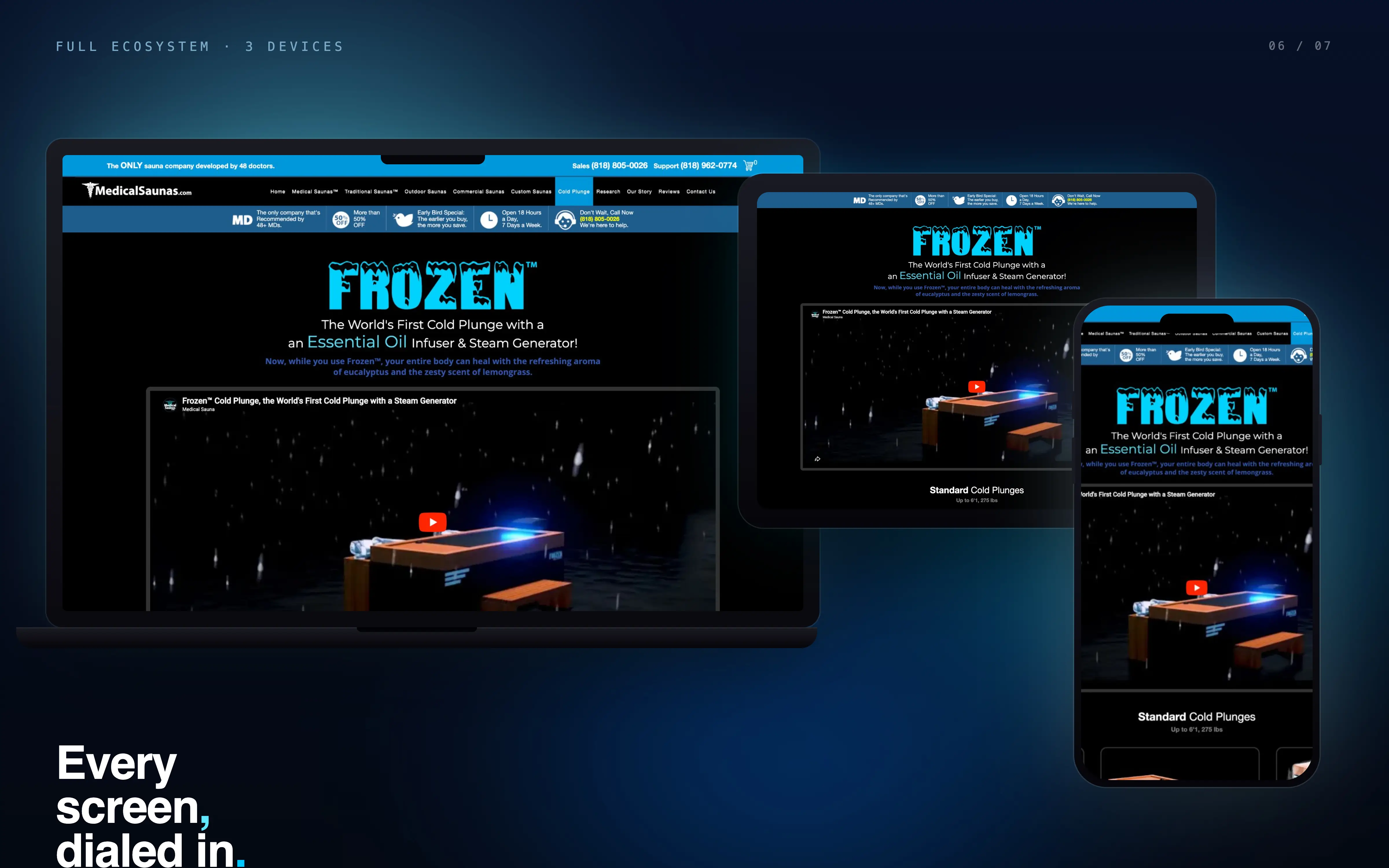 Frozen Cold Plunge Landing Page — Multi-device ecosystem